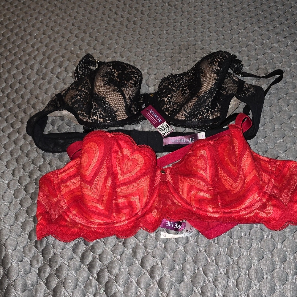 Adore Me Black and Red Lace Bras